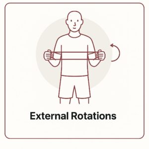 Shoulder exercise guide image demonstrating how to do external rotations